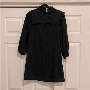 Madewell Black Formal Dress with Bishop Sleeves and Mock Neck